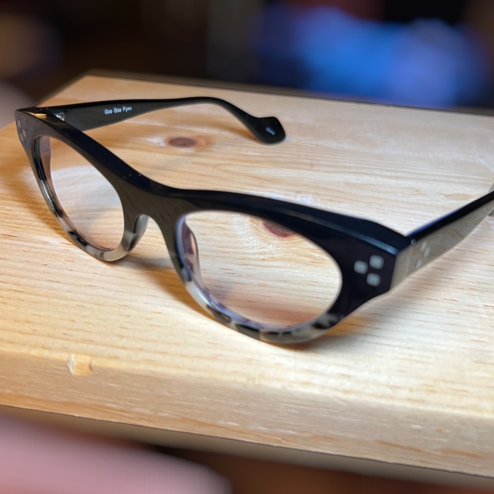 Cat Eye Tortoise Designer Goo Goo Eyes Womens Glasses Black Grey Retro Eyewear